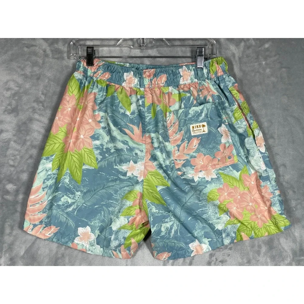 Nike Sportswear Mens Floral Tropical Swim Shorts Blue Pink Green Size M 3356
